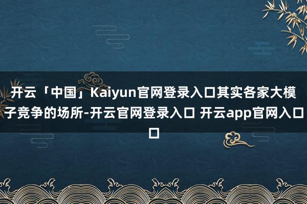 开云「中国」Kaiyun官网登录入口其实各家大模子竞争的场所-开云官网登录入口 开云app官网入口