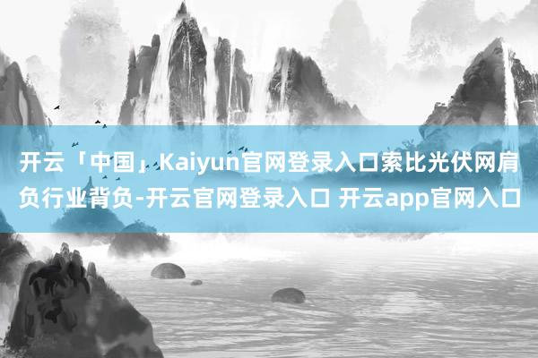 开云「中国」Kaiyun官网登录入口索比光伏网肩负行业背负-开云官网登录入口 开云app官网入口