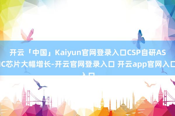 开云「中国」Kaiyun官网登录入口CSP自研ASIC芯片大幅增长-开云官网登录入口 开云app官网入口