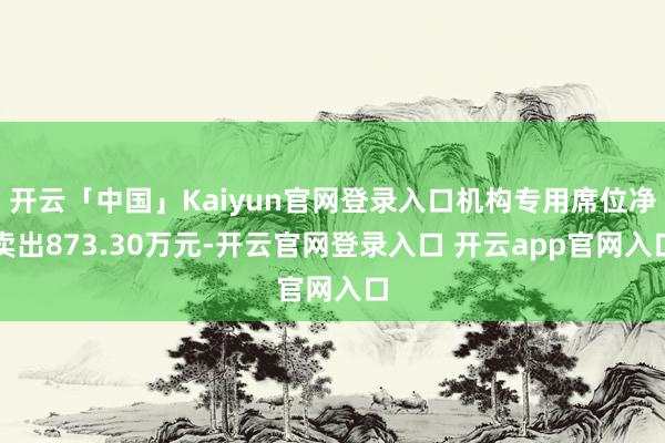 开云「中国」Kaiyun官网登录入口机构专用席位净卖出873.30万元-开云官网登录入口 开云app官网入口
