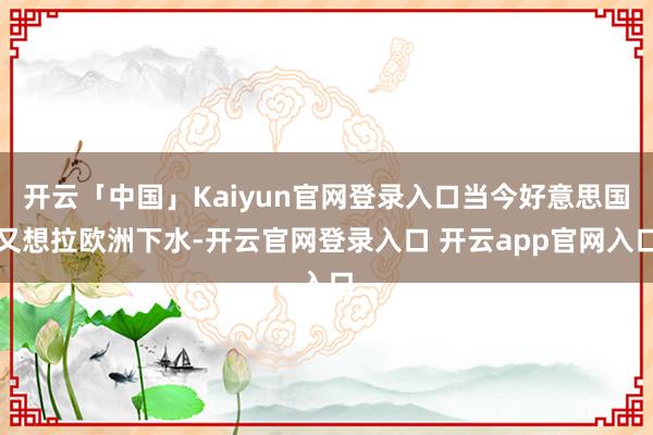 开云「中国」Kaiyun官网登录入口当今好意思国又想拉欧洲下水-开云官网登录入口 开云app官网入口