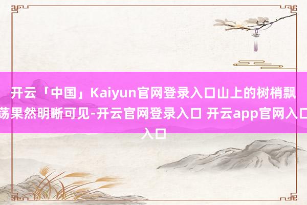 开云「中国」Kaiyun官网登录入口山上的树梢飘荡果然明晰可见-开云官网登录入口 开云app官网入口
