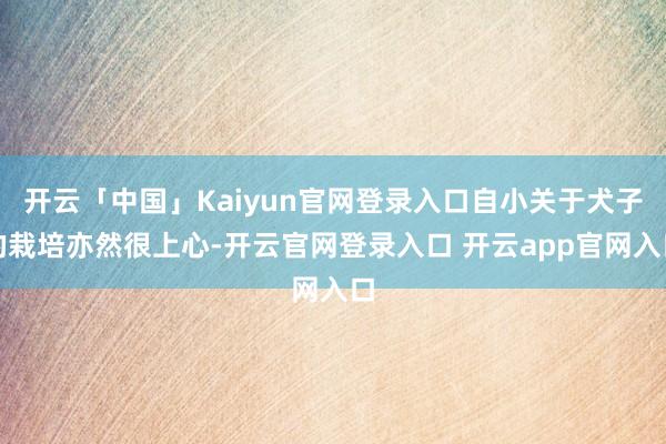 开云「中国」Kaiyun官网登录入口自小关于犬子的栽培亦然很上心-开云官网登录入口 开云app官网入口