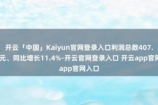 开云「中国」Kaiyun官网登录入口利润总数407.81亿元、同比增长11.4%-开云官网登录入口 开云app官网入口