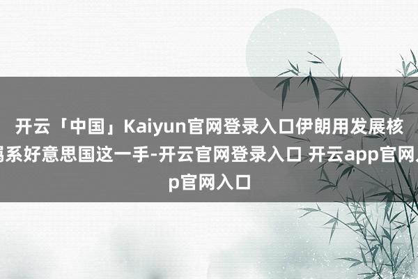 开云「中国」Kaiyun官网登录入口伊朗用发展核武羁系好意思国这一手-开云官网登录入口 开云app官网入口